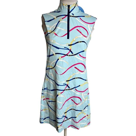 SanSoleil UV50 SolStyle Ice Dress Sz S ribbon buckle print golf NWT - Picture 2 of 6